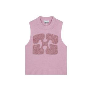 가니 여성 그래픽 울 믹스 니트베스트 핑크 K2217-392