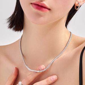 14k 모이사나이트 1부 4프롱 테니스 목걸이_42cm