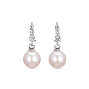 14k 퓨어리 담수진주 귀걸이(랩 다이아몬드)