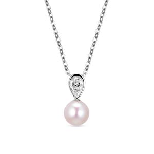 14k 티어 담수진주 목걸이(랩 다이아몬드)