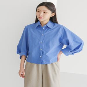 핀턱 크롭 코튼 셔츠