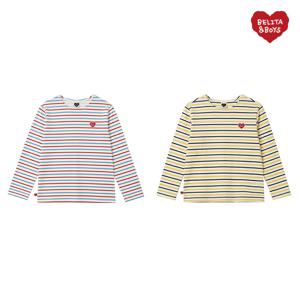 [정가 54,000] 어덜트BB하트멀티스트라이프보트넥 긴팔티셔츠 BA6STL81