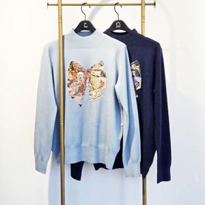 [최초가 124000원] 리본 원포인트 반목 니트 AHWOKP04