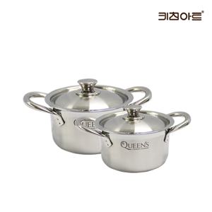퀸즈 인덕션냄비 통3중 304스텐 냄비세트 2종S 양수14+양수16