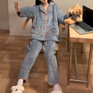 라인카라  수면잠옷 팬츠세트 양털잠옷 극세사수면잠옷 겨울잠옷 여성잠옷 파자마 홈웨어 라운지웨어 빅사이즈잠옷 수면잠