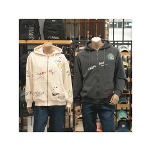 [하프클럽] JEEP 레터링 프린트 자수 후드 집업 () JM3TZU032