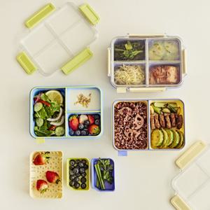 [무케] _밀폐 도시락+가방세트 (3구1P+채반1P+깍지2P+방수보냉백1P)