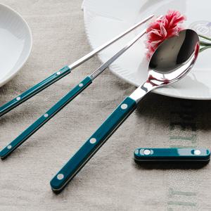 비스트로 샤이니 고급 커트러리 한식 3P 세트 [젓가락+디너스푼+수저받침]