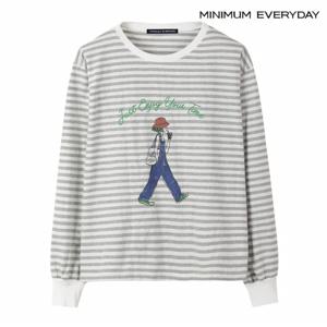 [미니멈 에브리데이] 프린팅 스트라이프 맨투맨 티셔츠 (EB3LW007D)