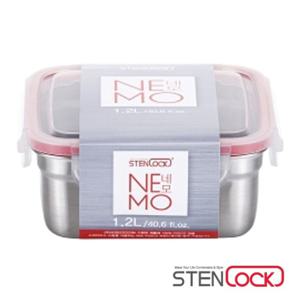 스텐락 네모 정사각 밀폐용기 10호 1200ml 스텐락밀폐용기 스텐밀폐용기 찬통 김치통