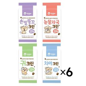 눈크린티슈 강아지 펫크린 물티슈 두툼한타입 30매 X6 무향 위생