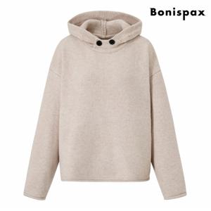 정상가:89,000원 ㅣ 후드 넥 버튼 오버핏 긴팔 니트 (XP4KT029L0)