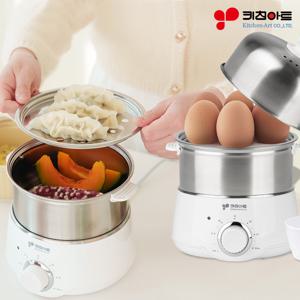 스테인리스 SUS304 2단 계란찜기 에그쿠커 만두 고구마 호빵 멀티 전기 스팀 찜기 KSJ.SEB170