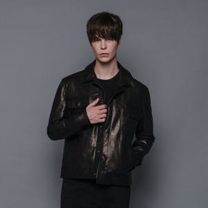 이태리 베지터블 양가죽 남성 트러커 자켓