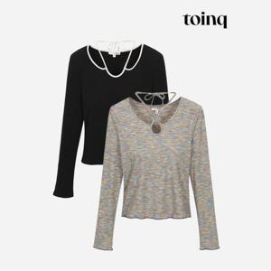 [toinq] 넥 스트링 크랍 티셔츠(T239MTS908W)