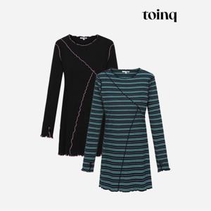 [toinq] 배색 인터로크 원피스(T239MOP905W)