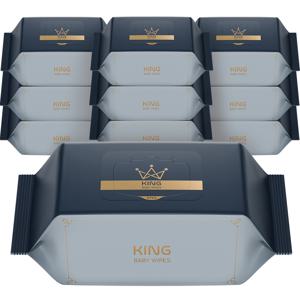 킹 더 도톰한 86gsm 골드블루 저자극 엠보싱 아기물티슈 슬림캡형, 70매, 10팩