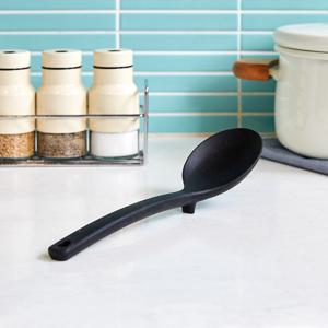 바닥에 닿지 않는 실리콘 요리스푼 28CM 블랙