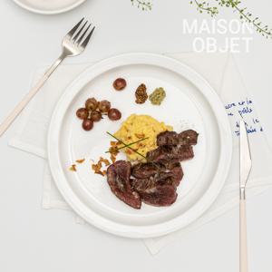 윤도자기 당당 화이트 원형접시 대