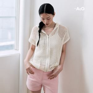 더엣지 25SS 코튼100% 크로셰 후드 집업 1종