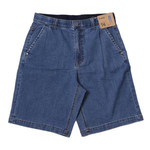 남녀공용 원턱 속밴드 루즈핏 스판 청 반바지 NQL306