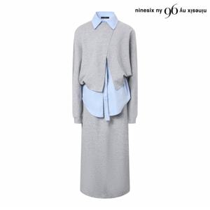 정상가:159,000원 ㅣ 민소매 셔츠 맨투맨 레이어드 스커트 셋업 (NP3OW006L0)