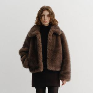 [김새롬 착용]던스트 CROPPED FUR JACKET BROWN_UDJU5D224W2