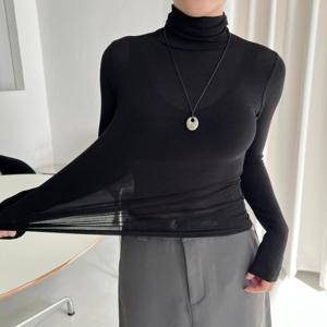 [하프클럽] 1+1 7컬러 얇은목폴라 시스루 목티 쫄티 이너 폴라티