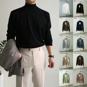 겨울 캐시미어 남성 정장 목폴라 이너 얇은 반목니트