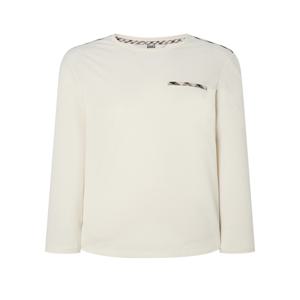 닥스 여성 [[24FW]] WKTS4DU01CR [가격인하][스테디셀러][면] 크림 체크 배색 긴소매 라운드넥 티