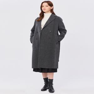 헤지스 여성 [[24FW]] WSCO4DC02CG [반값[스테디셀러][울100%] 차콜그레이 더블버튼 벨티드 핸드