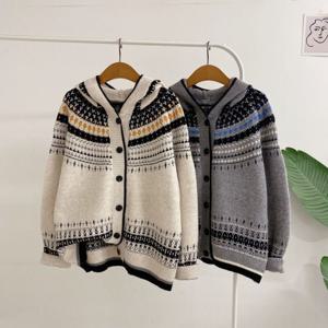 [브리치]  / 숄디 노르딕 패턴 후드 버튼 가디건(2color)