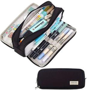 대용량 마카롱 패브릭 필통 대용량 심플 파우치블랙 중학생 고등학생 방수 패브릭 편리 가벼운