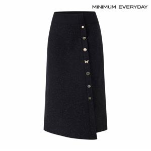 에브리데이] 정상가 59,000원  에브리데이]글리터 사선 언발 버튼 스커트 (EB4WH004D)