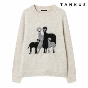 정상가 59,000원 애니멀 자수 라운드넥 긴팔 니트 (TX4KP029L0)