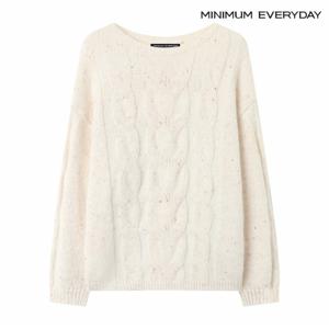 에브리데이] 정상가 69,000원  에브리데이]베이직 라운드 꽈배기 긴팔 니트 (EB4KT044D)