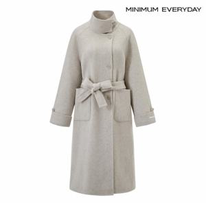 에브리데이] 정상가 299,000원  에브리데이]울 블렌드 하이넥 벨티드 롱 코트 (EB4JH021D)