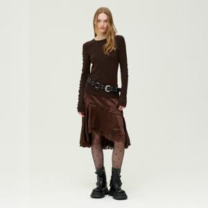 E.B.M[정가199000원]레이어드 새틴 미디 스커트EMQ3WSK200