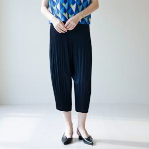 [최초가 118000원] 와이드 배기 플리츠 밴딩 팬츠 네이비_YK05WRPSL01
