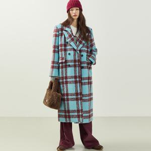 J3056 모헤어 체크 롱 코트