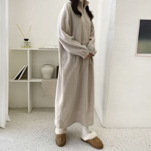 문에이블 여자 여성 겨울 루즈핏 빅사이즈 임부복 후리스 플리스 롱 원피스