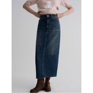 틴워싱 데님 롱 스커트  네이비 (355927LPER)