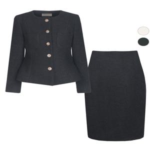 SET 여성 윈 트위드 겨울 정장 울자켓+스커트 세트