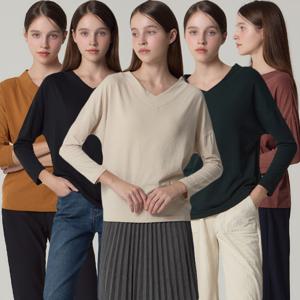 [최초가 79000원]5SET (LeOT)] 워셔블 브이넥 티블라우스 5종세트