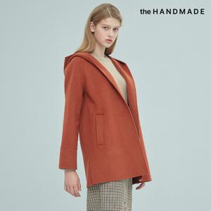 [최초가 99000원] 울혼방 후드 핸드메이드 세미루즈핏 하프 코트 (브릭브라운77한정)