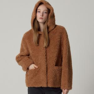 [최초가 298000원] 호주산 양모100프로 퓨어 컬리 후드 코트