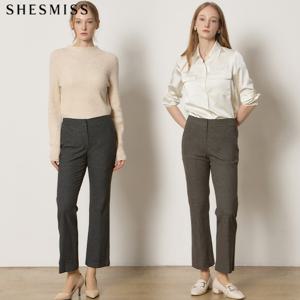 (SHESMISS)] 윈터 체크 부츠컷 슬랙스 (택가격:198000원)