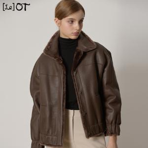 [최초가 990000원](LeOT)] 천연모피 더블페이스 하이넥 리얼 레더 무스탕(리버시블)