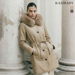 폭스퍼 후드 양가죽 구스다운 롱코트