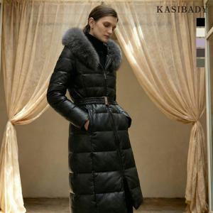 폭스퍼 카라 양가죽 구스다운 코트